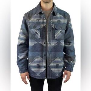 Jachs NY Wool Blend Fully Lined Southwest Pockets Blue Shirt Jacket men XL